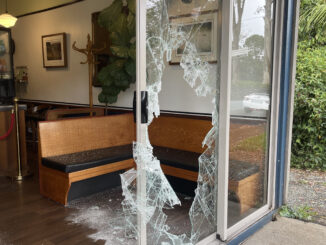 Front window smashed at Tamborine Mountain Pizza