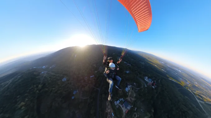 Phil Hystek takes his 95 year old father paragliding