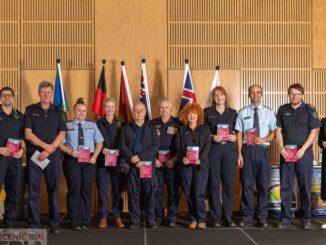 Tamborine Mountain Rural Fire Service members receive their award